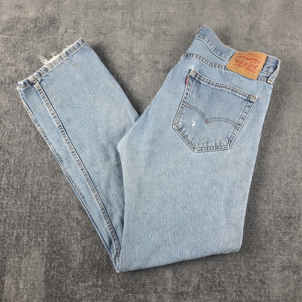 Levis 505 Jeans Mens 36x34 Light Wash Straight Leg Y2K Denim Cotton